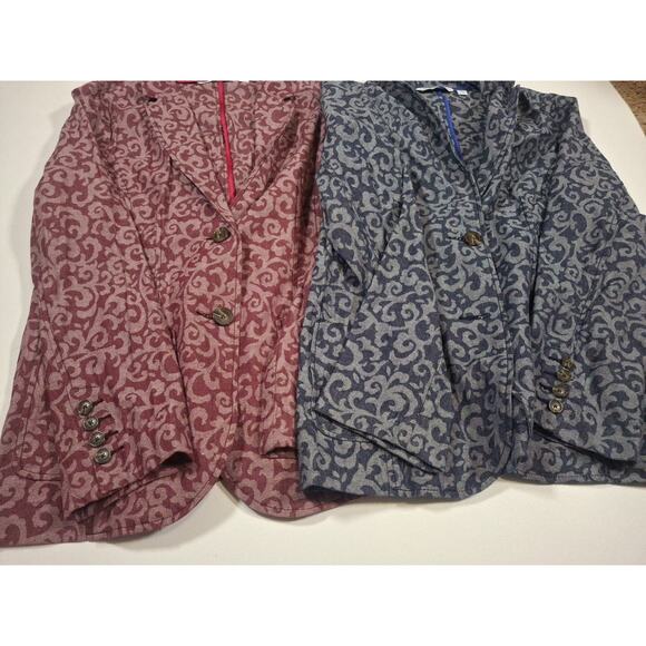 Isaac Mizrahi Live Blazers Women's Size 12 Jacket Filigree Red Blue Lot of 2 - Picture 4 of 5